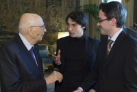 Il Presidente Giorgio Napolitano con alcuni dei finalisti del "Premio Venezia 2014"