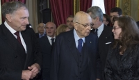 Il Presidente Giorgio Napolitano con l'Ambasciatore degli Stati Uniti d'America John R. Phillips e l'Ambasciatore di Cuba Soto Pimentel Alba Beatriz