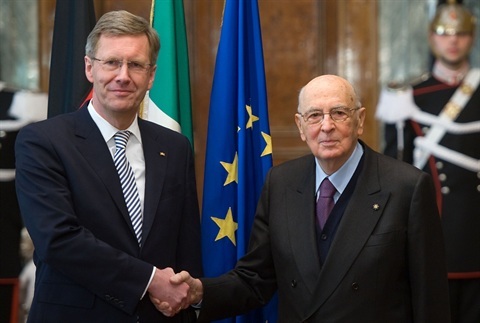 il Presidente Napolitano e il Presidente Wulff